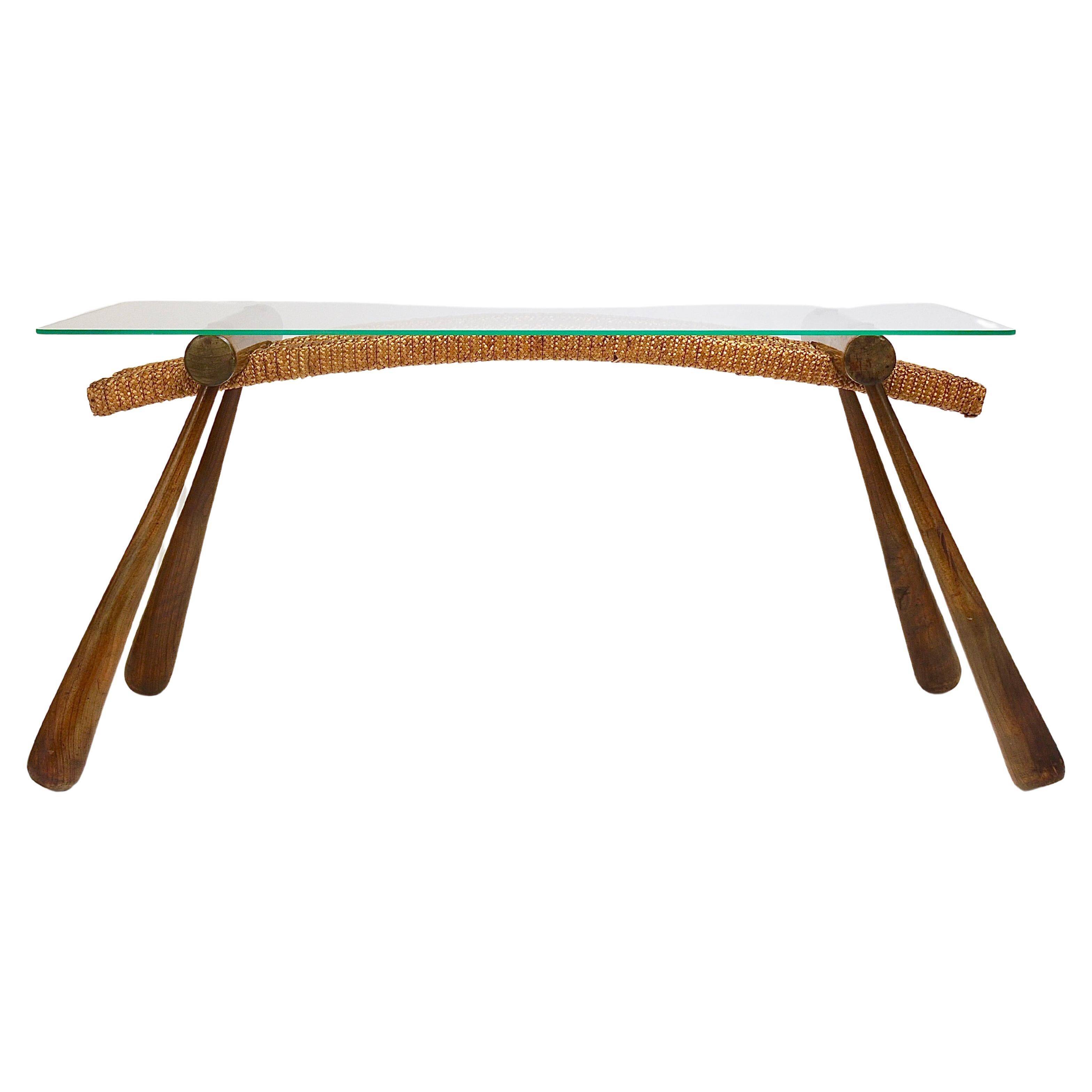 Mid-century side table by Max Kment, maple, cord, Austria, 1950s