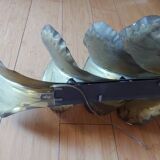 Wall lamp design in gilded metal, leaf décor