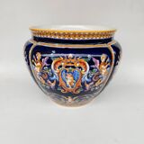 Earthenware cache pot from Gien, Renaissance model, 20th century.