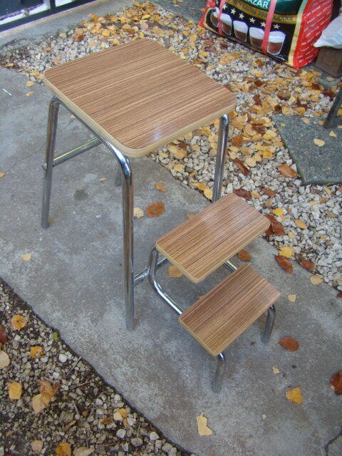 Vintage veined brown formica stepladder