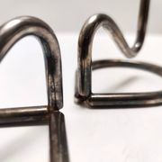 Minimalist Pair of Silver Plated Metal Candleholders in the Style of Sabattini