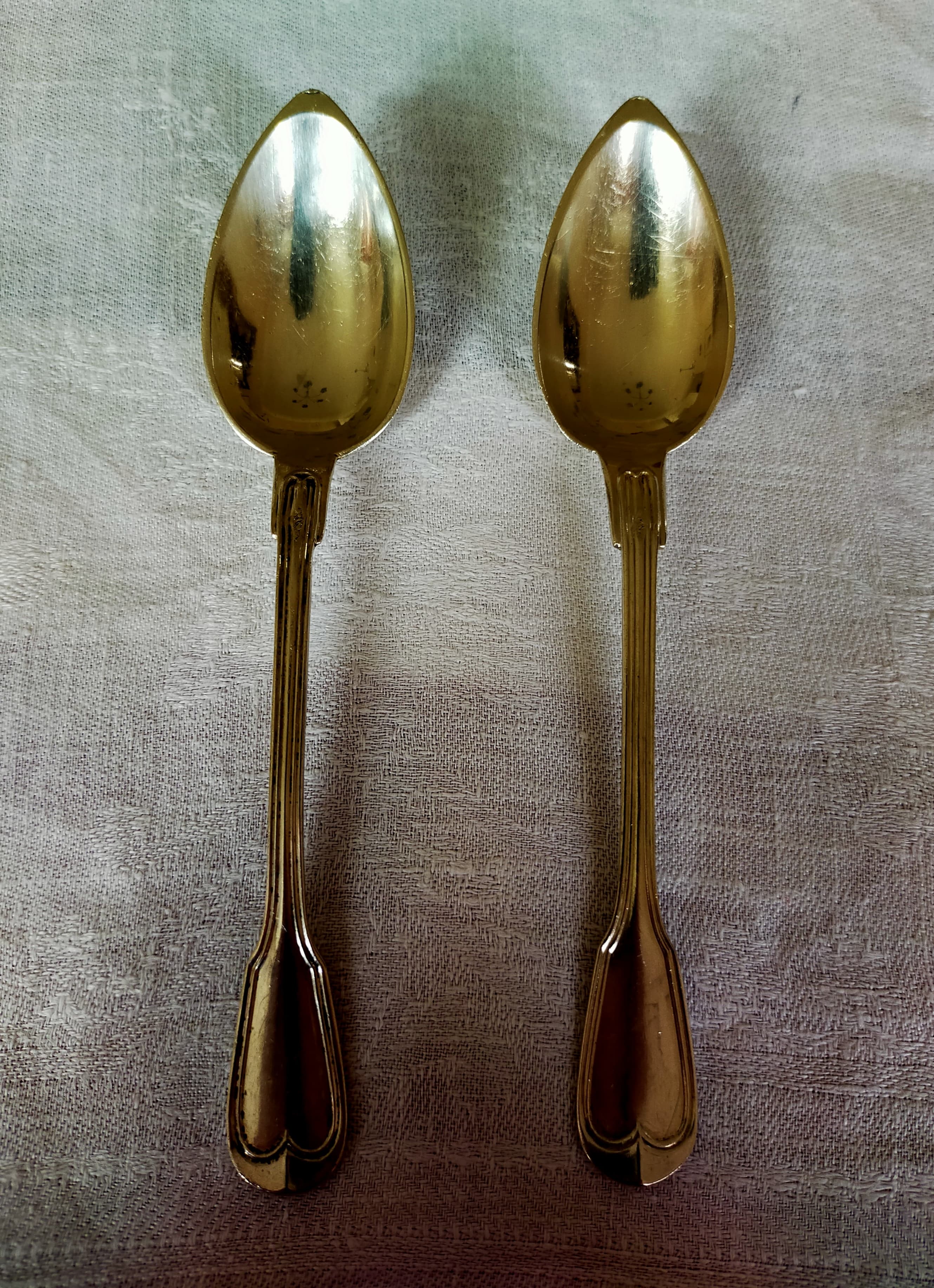2 spoons in solid silver minerva, filet model