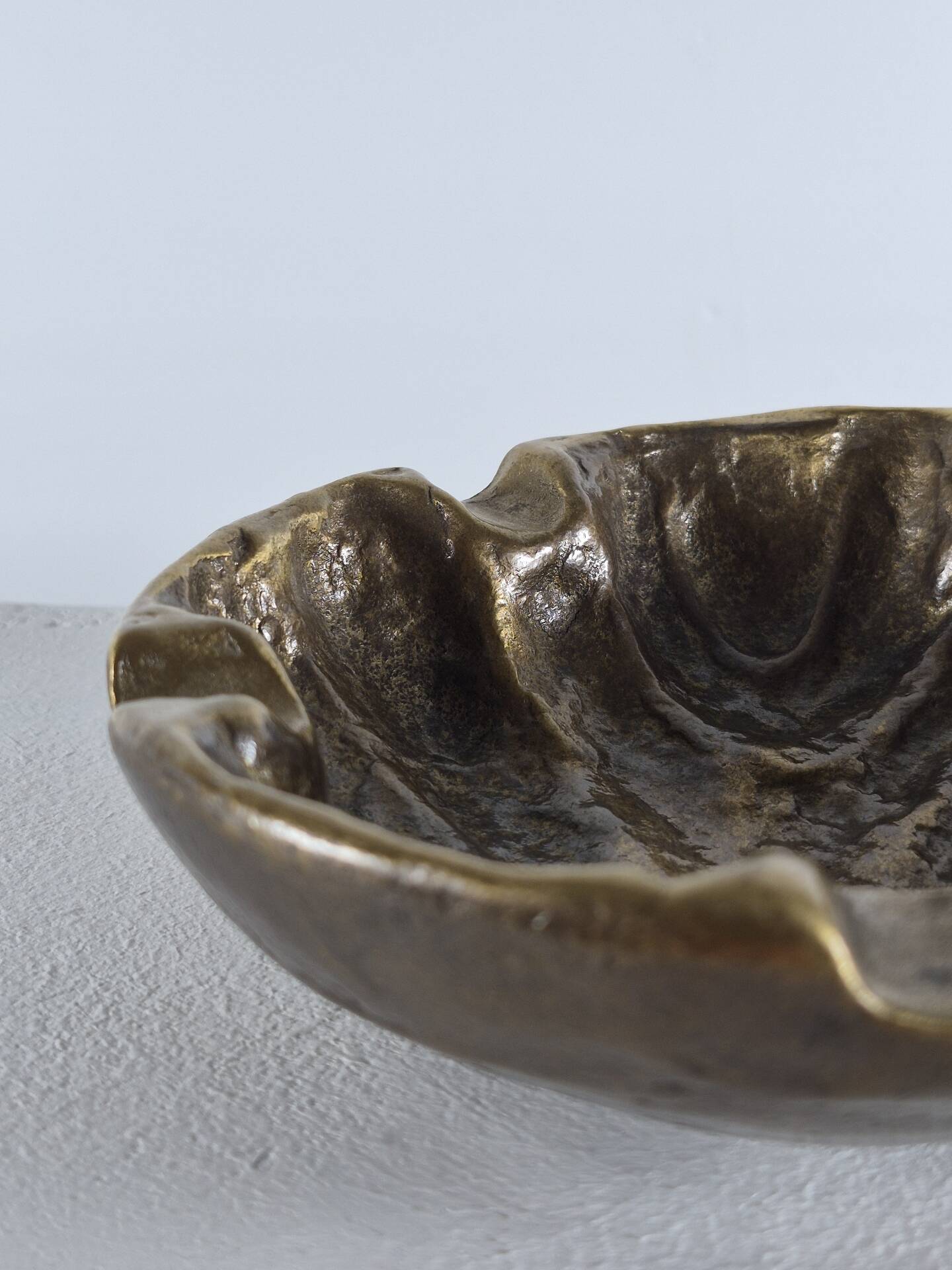 Vintage mid century brutalist brass ashtray