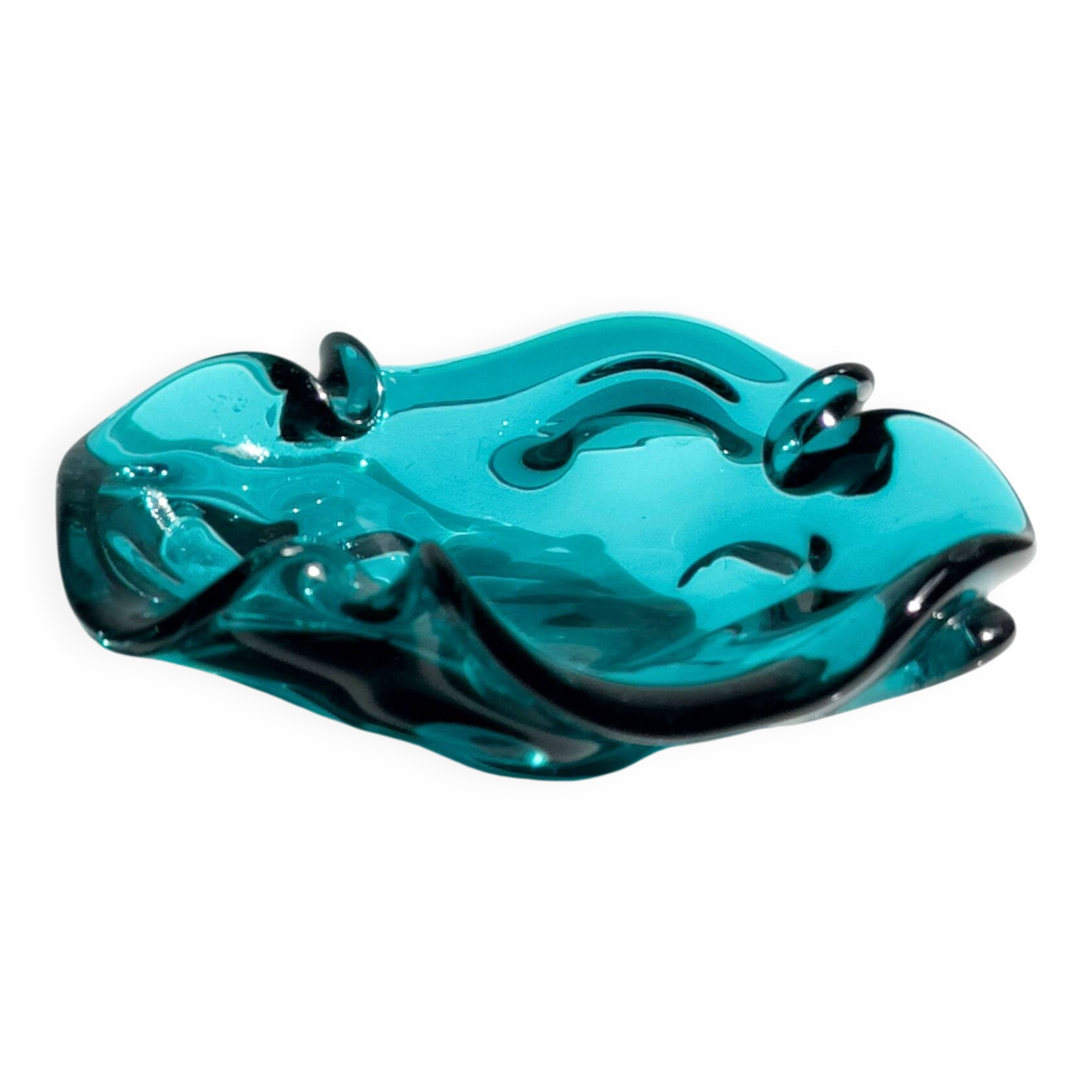 Mid Century Murano Ash Tray in Teal