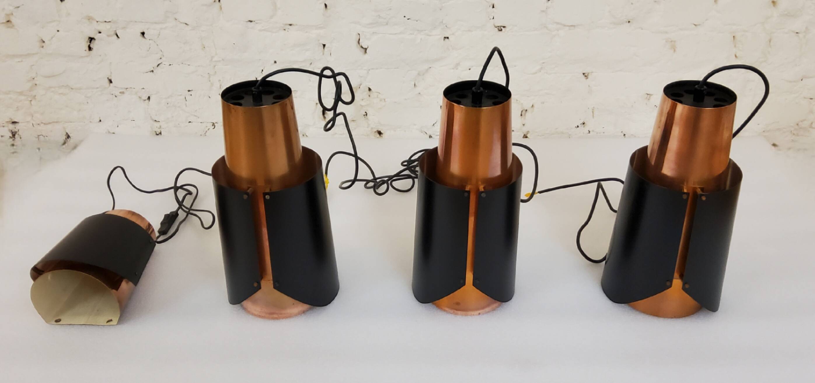 Vintage black brass 'østerport' pendant and wall lamp by Bent Karlby for Lyfa, Denmark 1960s