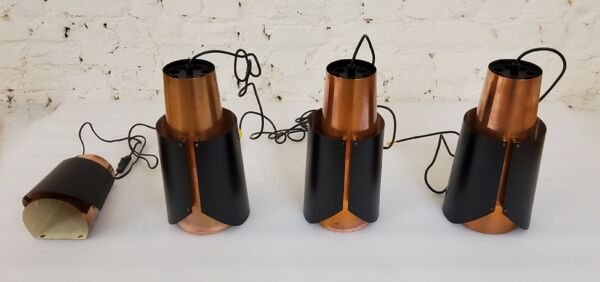 Suspensions et applique vintage en laiton noir 'østerport' par bent karlby pour lyfa, danemark 1960'