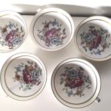 set of 5 Limoges tea/coffee cups, floral pattern