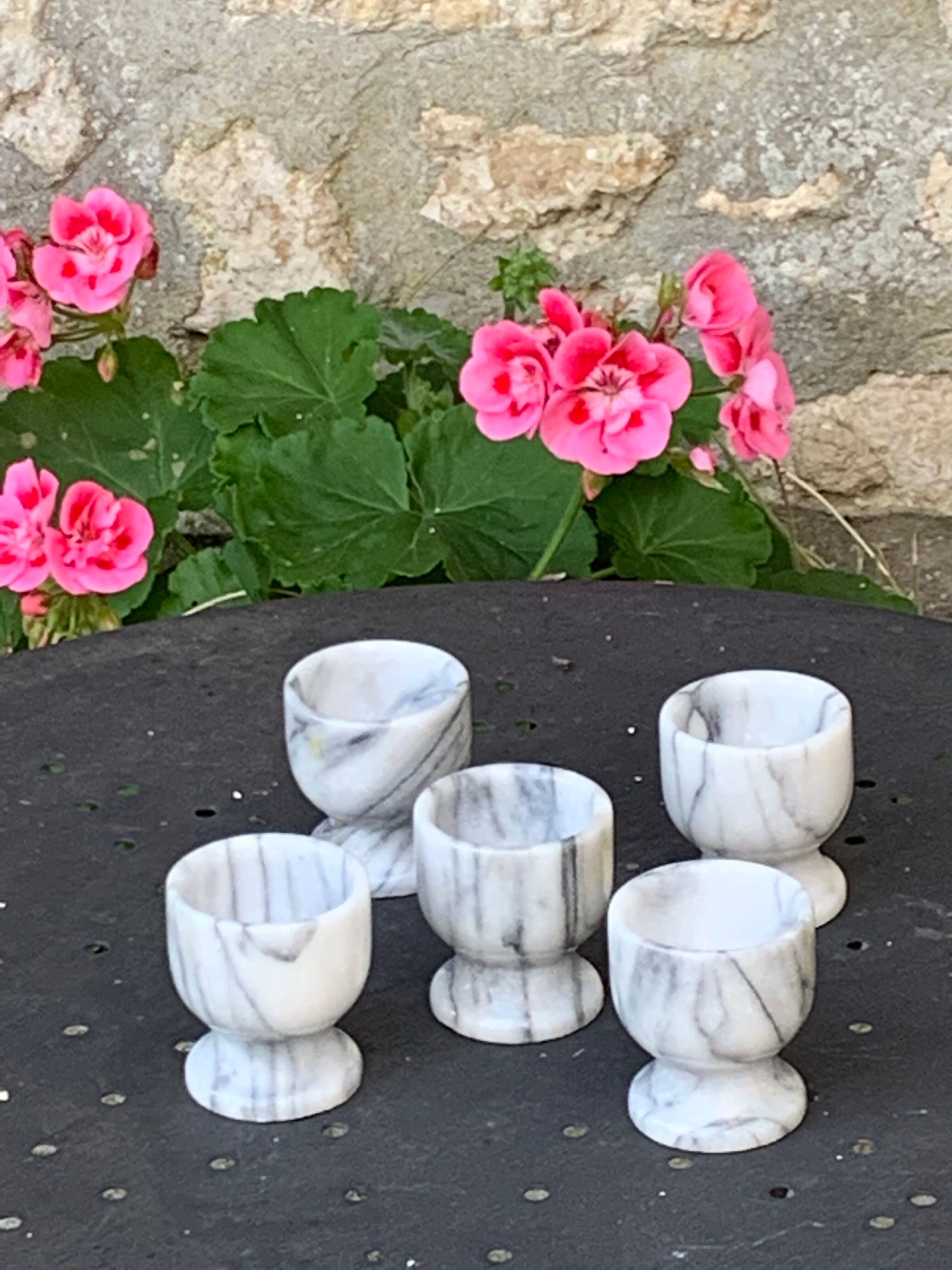 5 vintage marble coquetiers