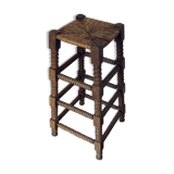 Stool high straw wood turned