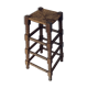 Stool high straw wood turned