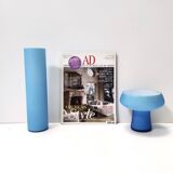 Pair of Cyan Murano Cased Glass Vases by Carlo Moretti, Italy