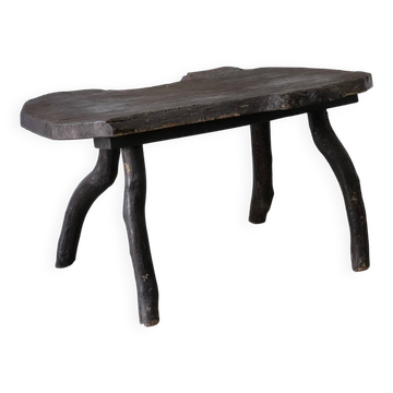 Wabi-sabi rustic dark wood side table | Belgium | Vintage