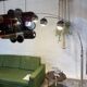 Vintage 70'S thrush floor lamp with 3 chrome metal lights.