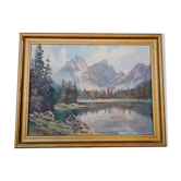 Anton J. Dembenski Oil on panel Mountain Lake Landscape