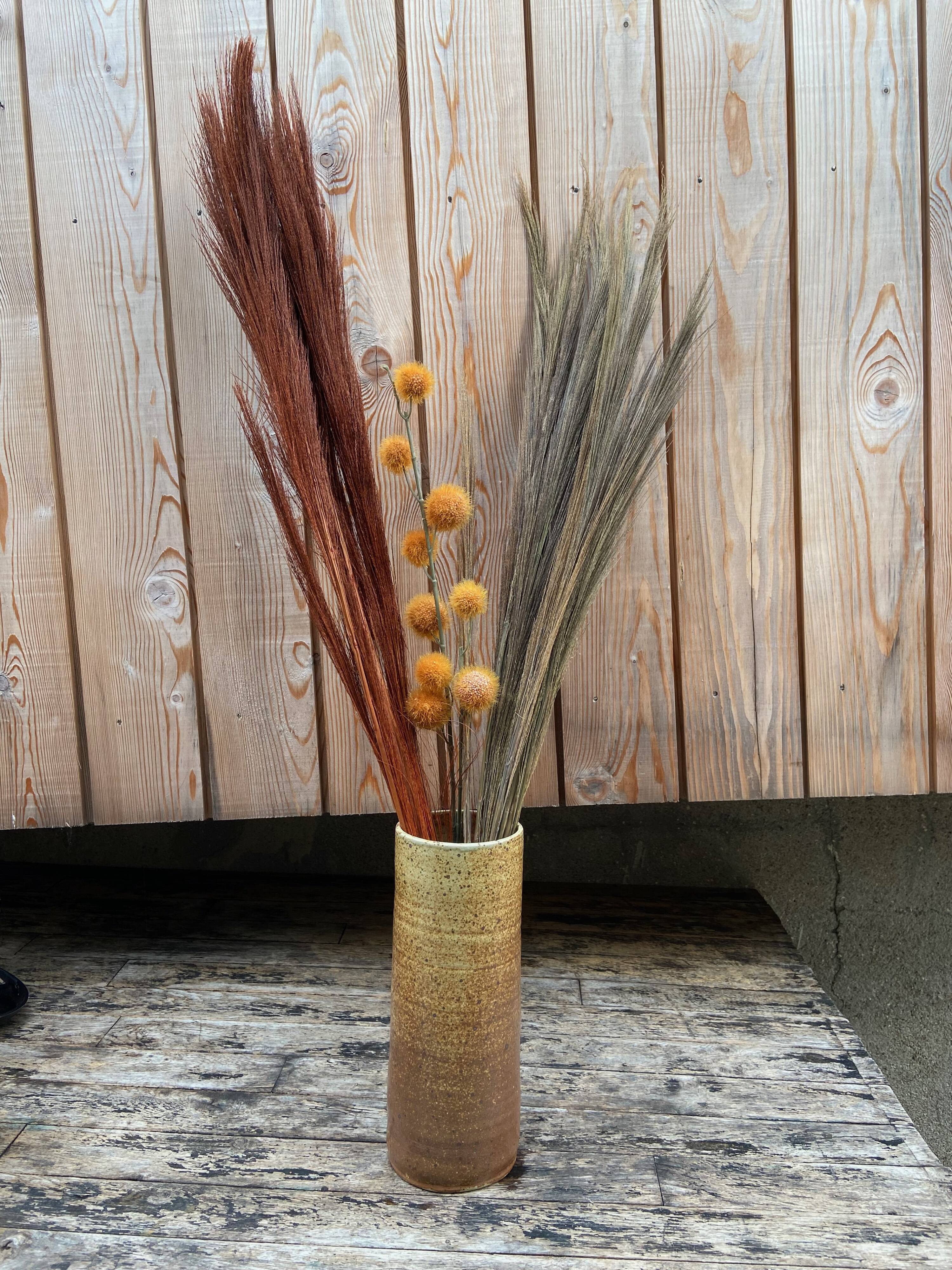 Vase XL en grès pyrite années 70