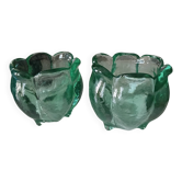 Paire de bougeoirs vintage en verre