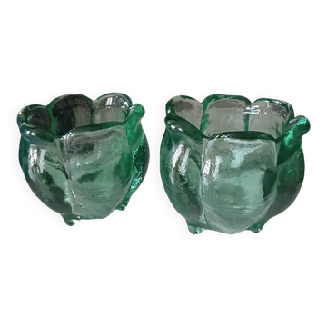 Pair of vintage glass candlesticks
