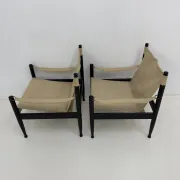 Set of mid-century Danish safari chairs by Erik Wørts for Niels Eilersen, 1960s