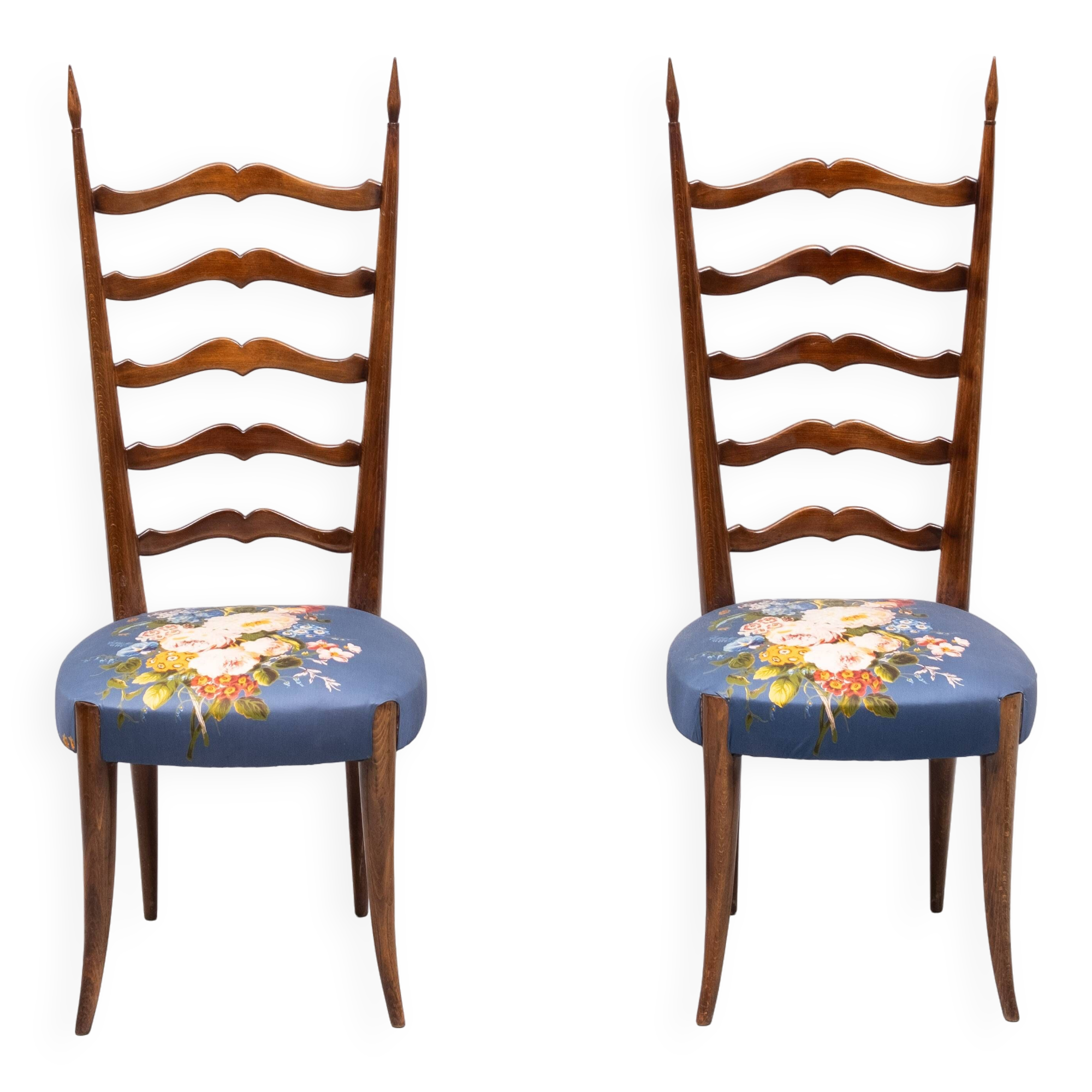 Set ladder back chairs paolo buffa 1950s italy