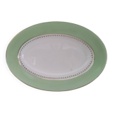 Oval plate with a light green rim and golden frieze, Cafés Lemaire.