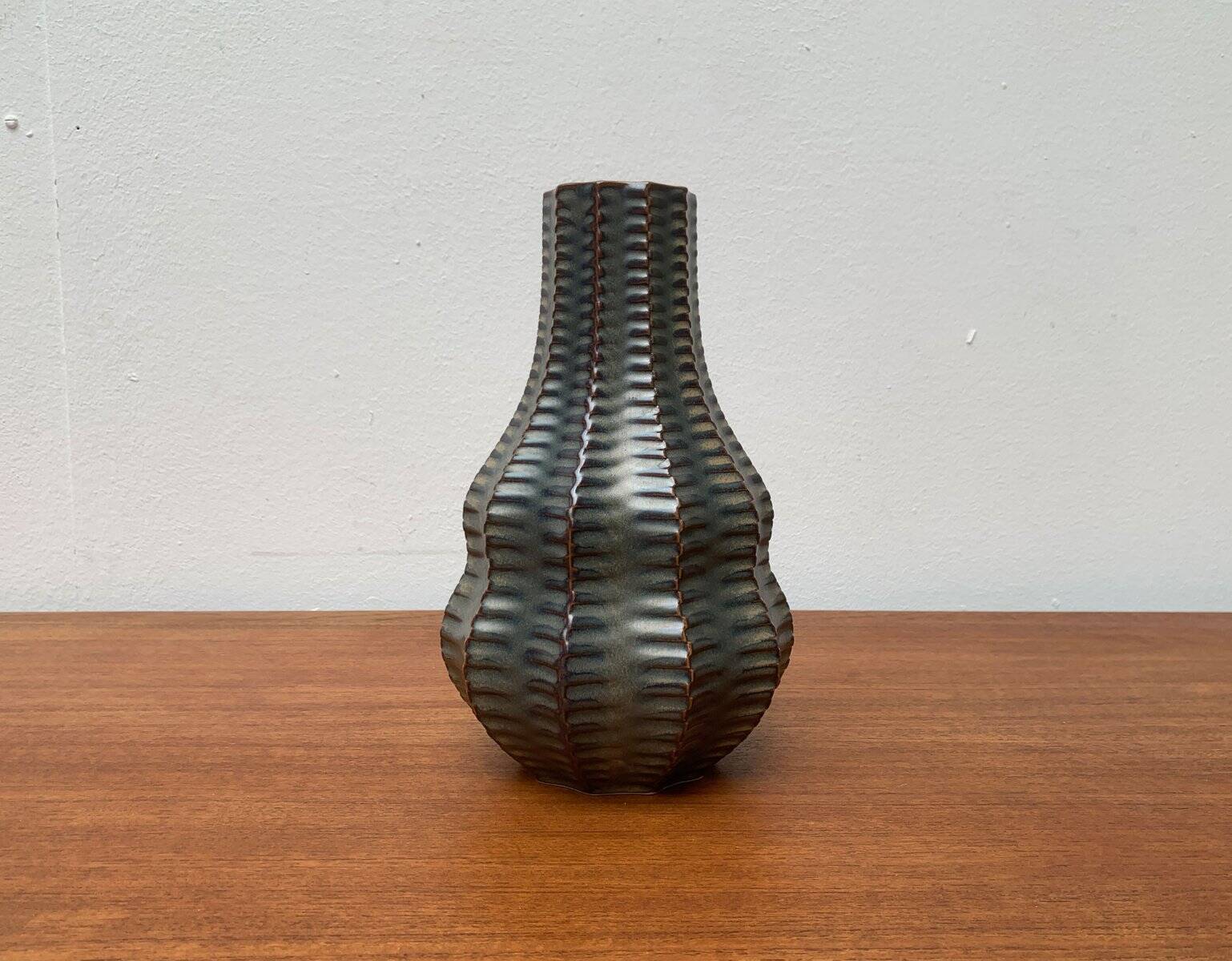Vintage German brutalist ceramic gourd vase by Heinrich Fuchs for Luisenburg, 1970s.