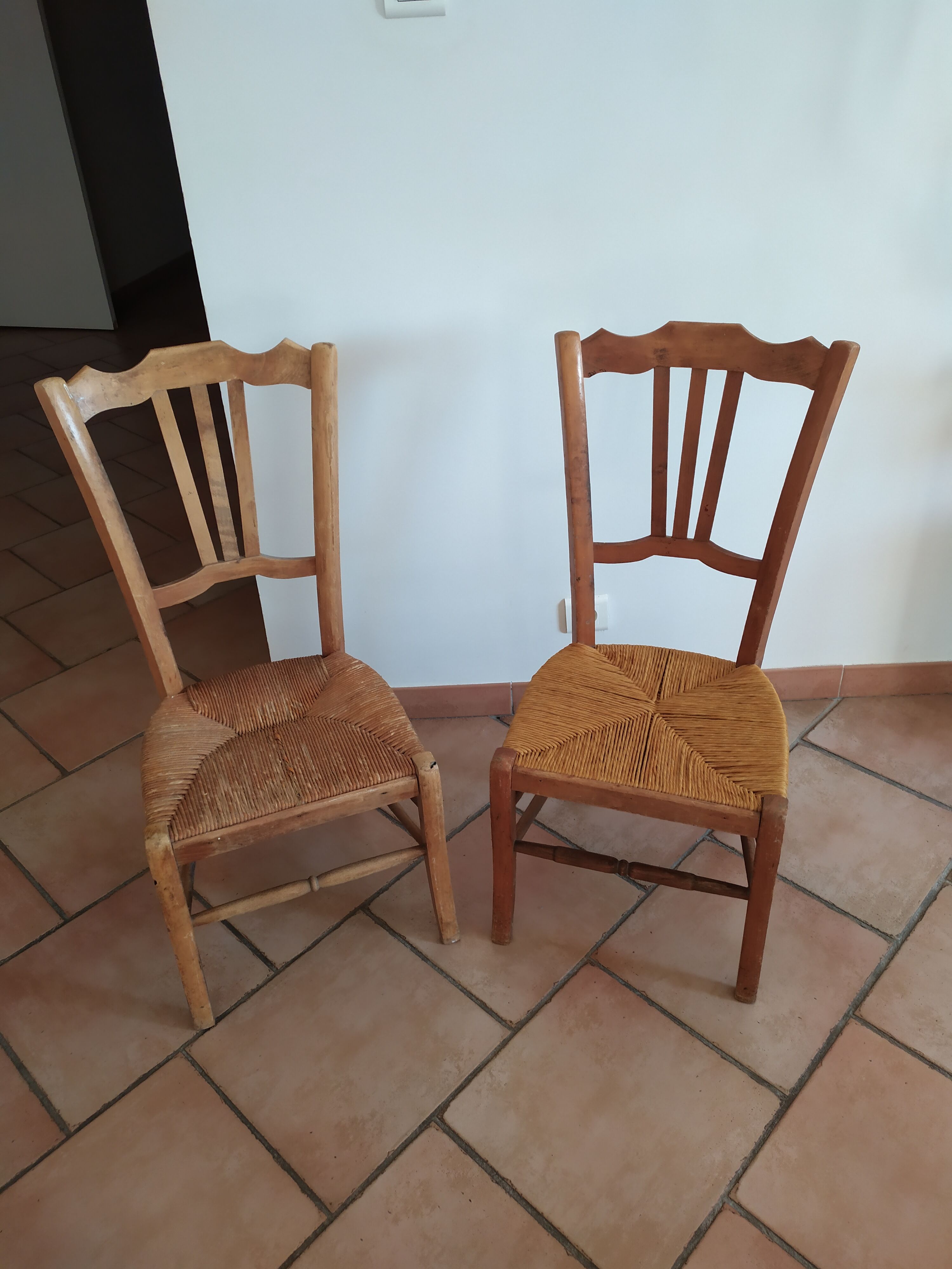 Vintage straw low chairs
