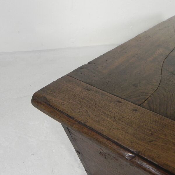 Ancien coffre en chêne, auge, coffre à couvertures XIXe siècle