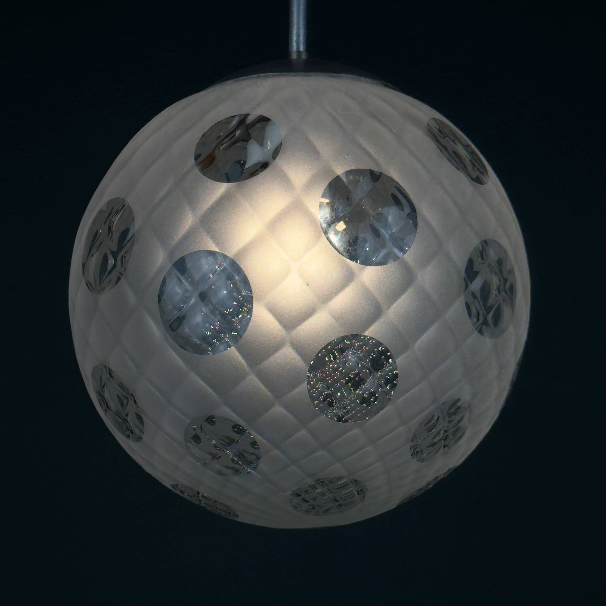 Vintage murano sphere ball pendant lamp Italy 1950s