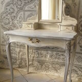 Former white grey patina hairdresser mirror table 2 Shabby chic drawer