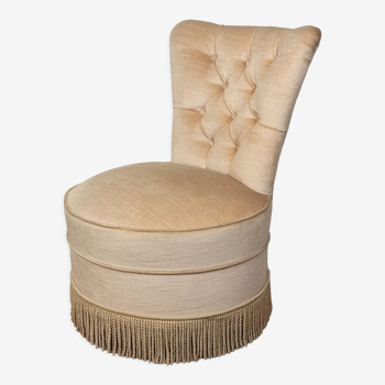 Fauteuil crapaud velours beige