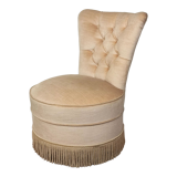 Beige velvet toad armchair