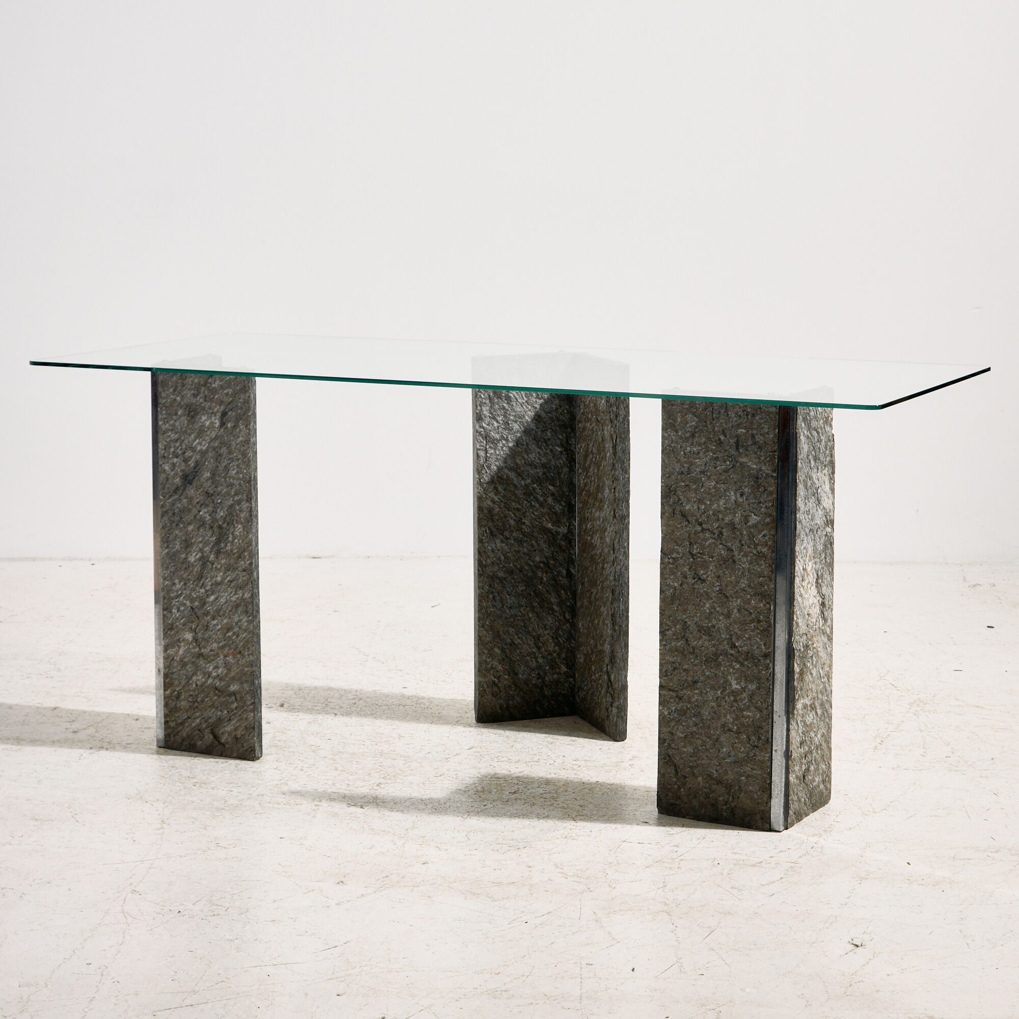 Glass and slate stone console