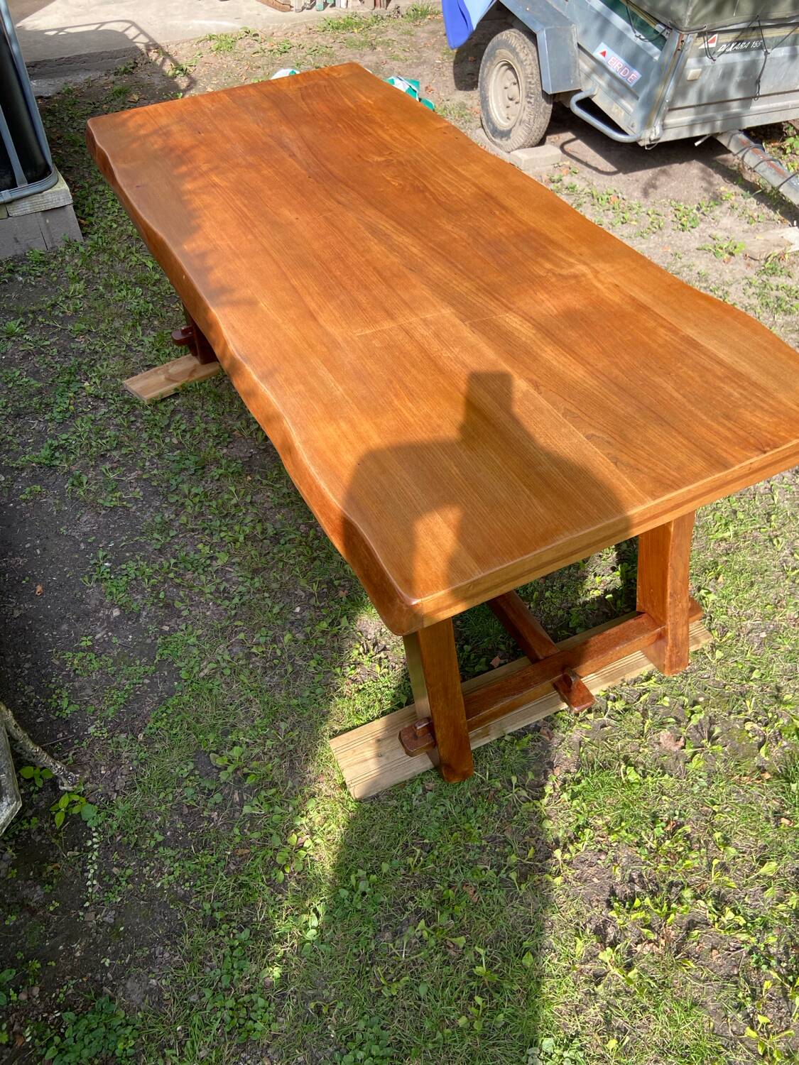 Brutalist dining table from the 1950s in solid elm.