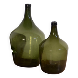 Demijohns anciens de couleur vert olive (c.1920). Ensemble de 2 pièces n°8