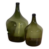 Antique olive green demijohns (c.1920). Set of 2 pieces no. 8