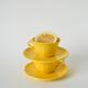 Set of 5 Badonviller lemon yellow cups and saucers, 1960