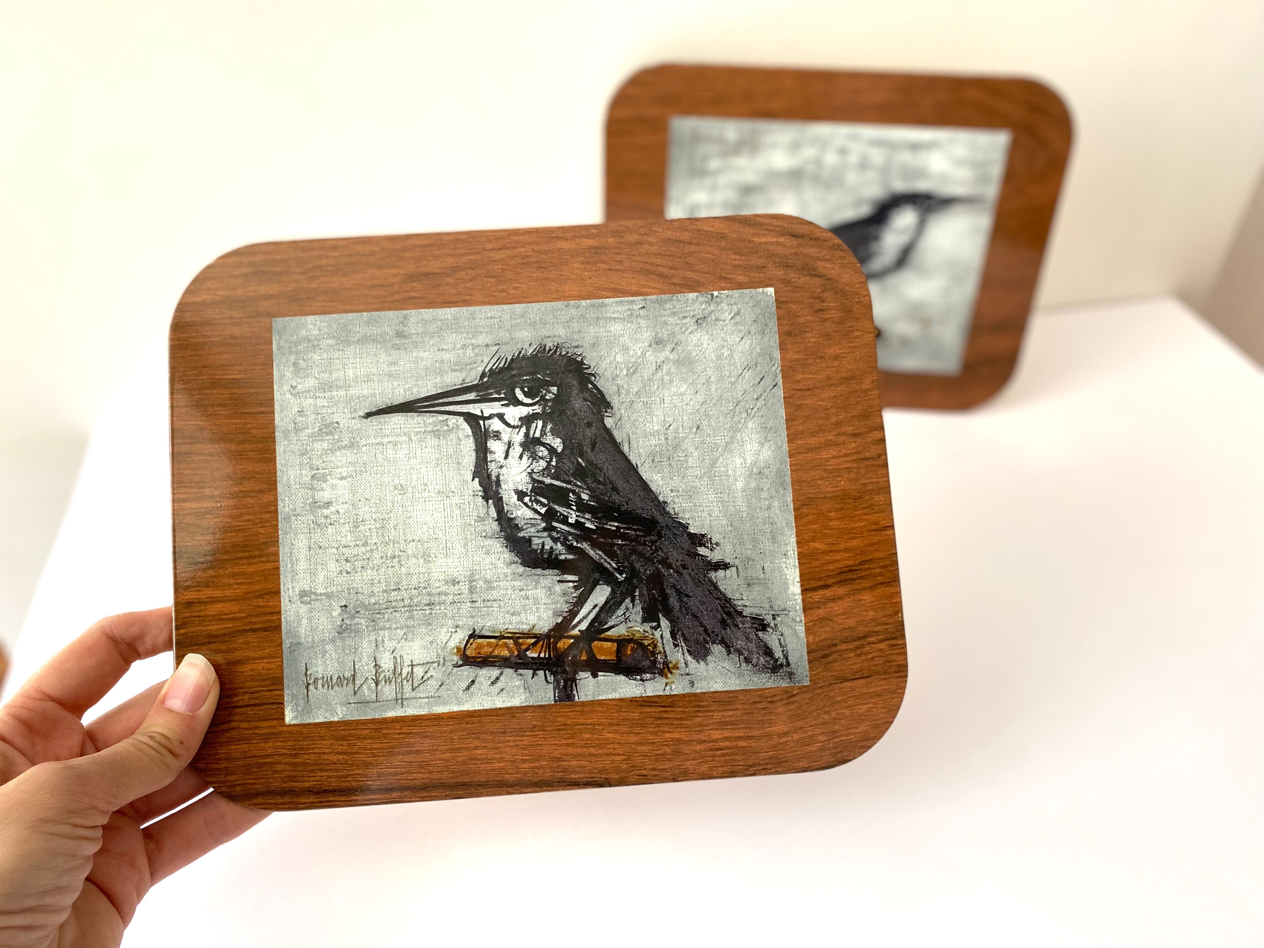 Birds under dish by Bernard Buffet, metal, vintage