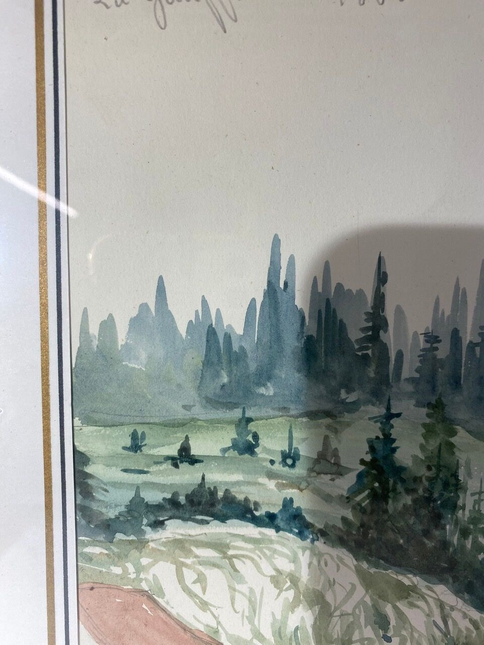 Old painting, mountain landscape in the Jura, nineteenth century