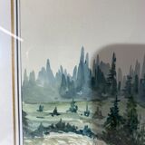 Tableau ancien, paysage de Montagne dans le Jura, XIX siècle