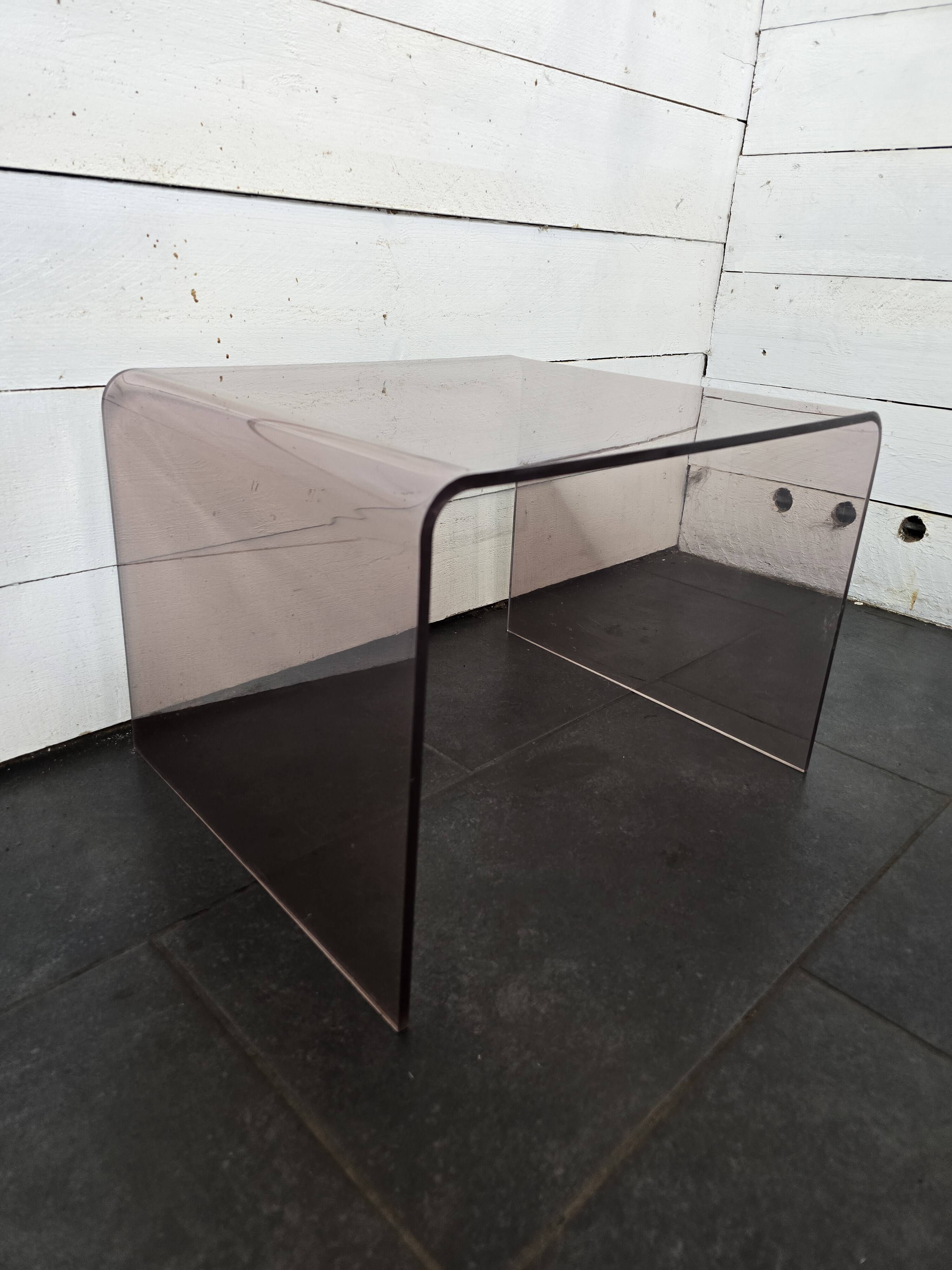 Smoked plexiglass side table from the 70s