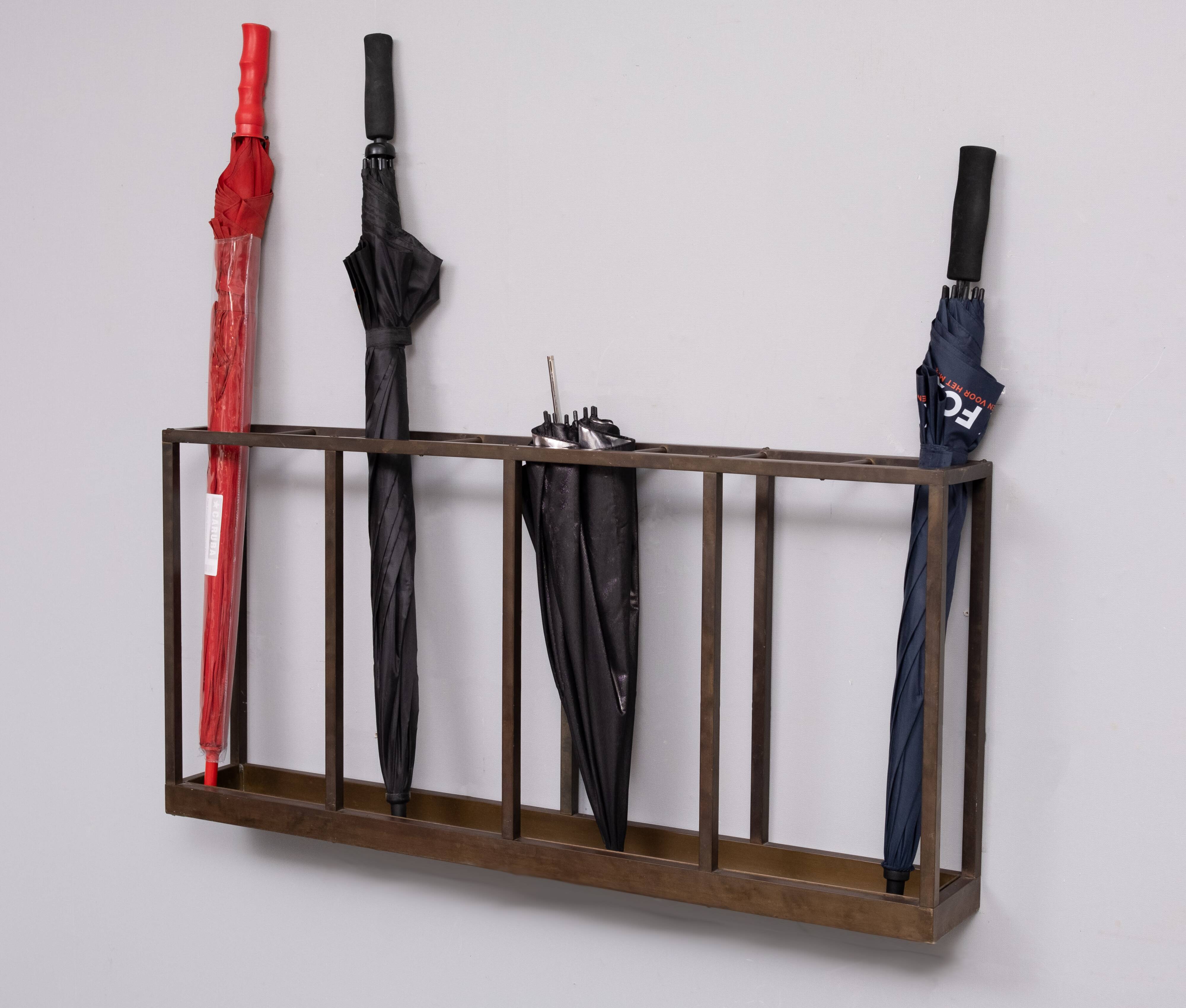 Art deco Brass Umbrella and walking stick stand 1930s Holland