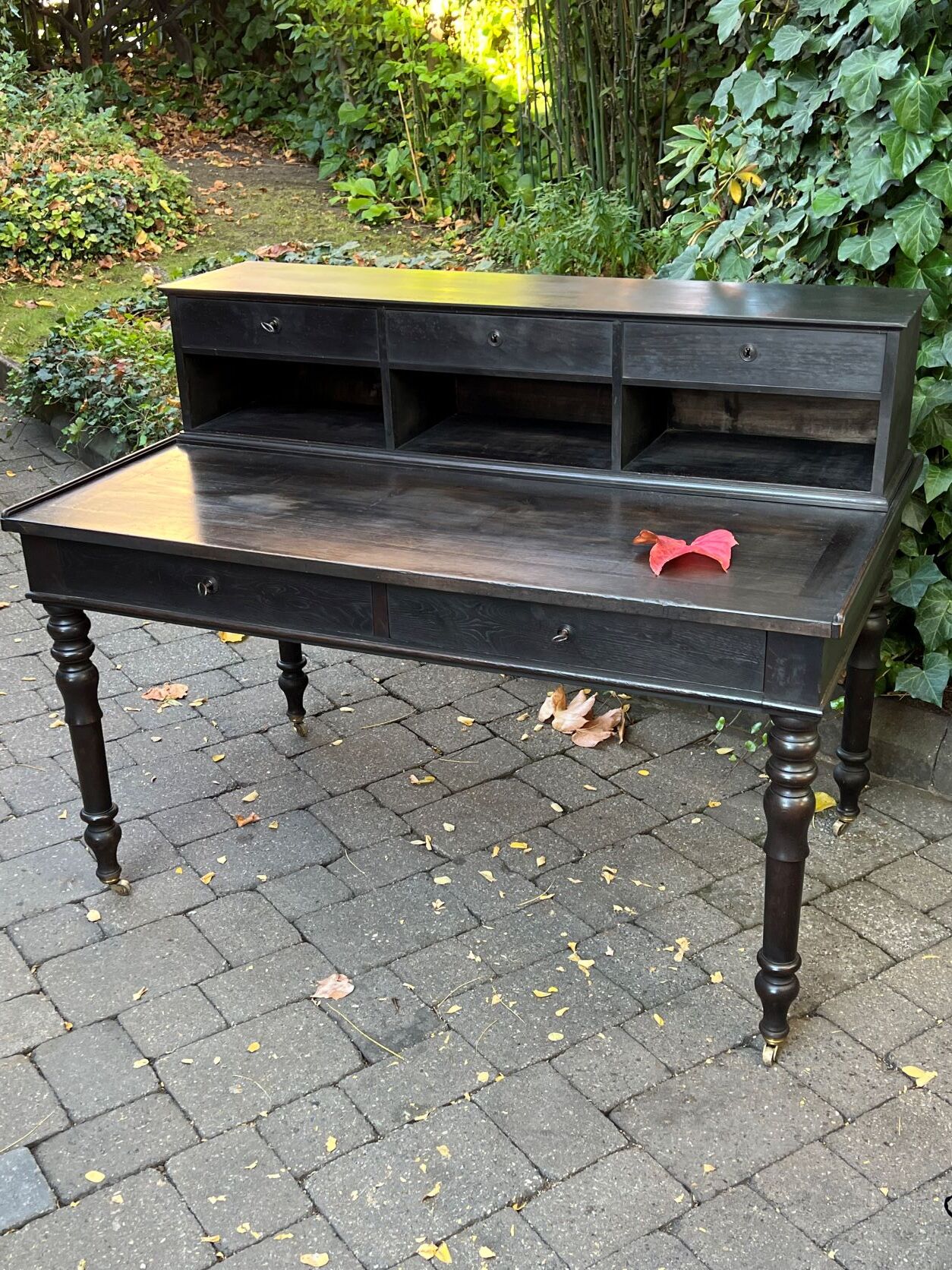 Flat desk louis philippe style in blackened pear tree