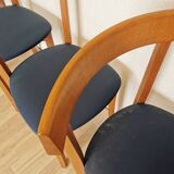Set of 4 Calligaris Dining Chairs: Mid-Century Italian Design, Blue Fabric