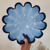 Salad bowl fruit cup vintage blue glass