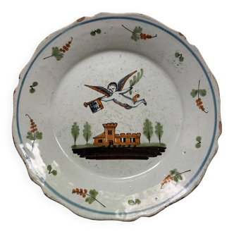 Antique plate in Nevers faience
