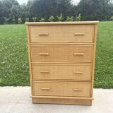Chiffonnier commode en rotin des années 70'