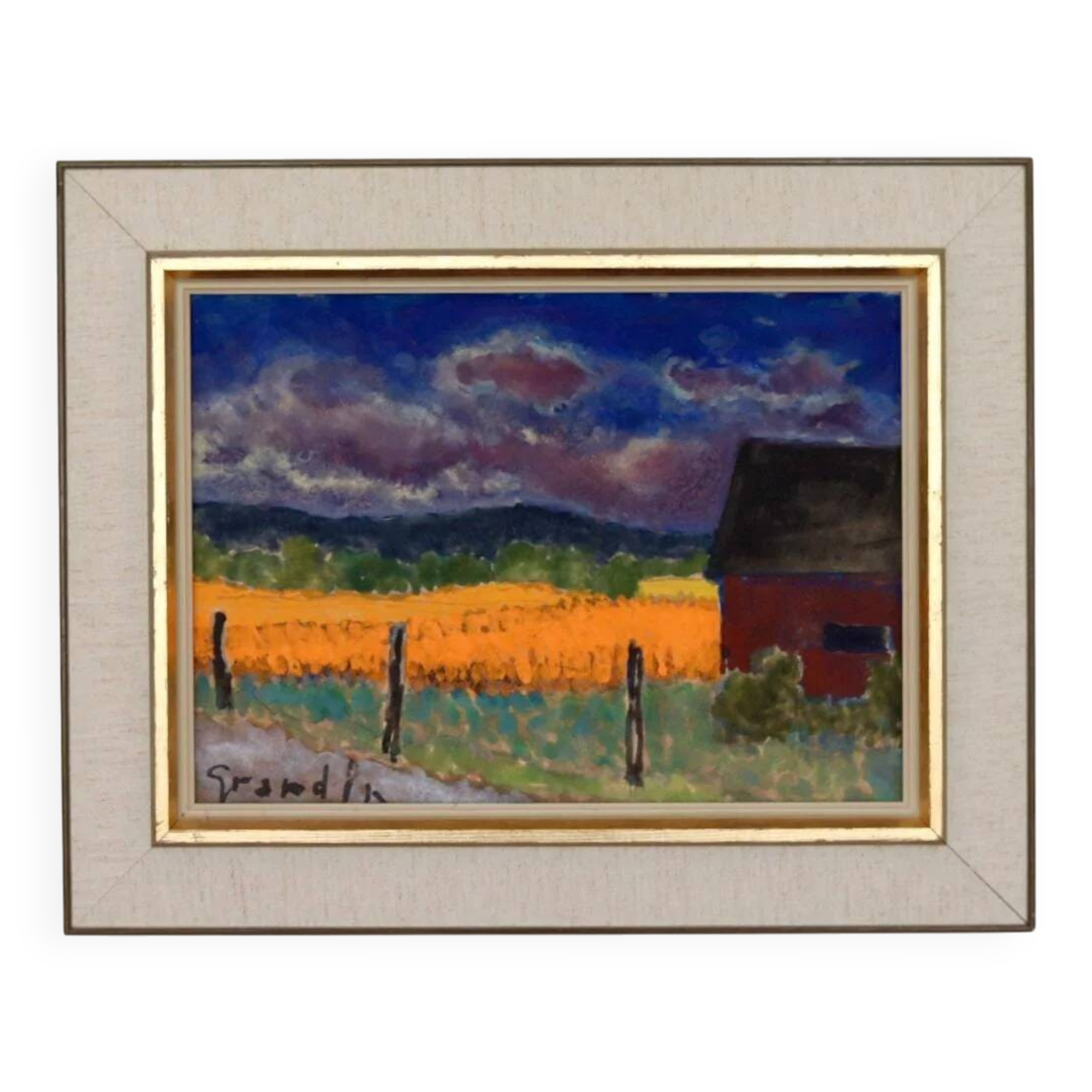 Original Mid Century Swedish Oil on Panel – “Field” by Svan Grandin