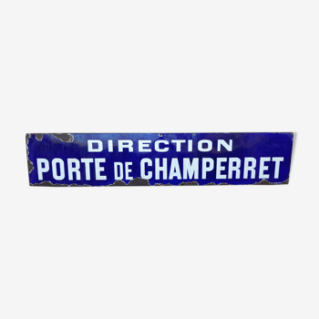 Enamelled plaque of the Paris metro Direction Porte de Champerret