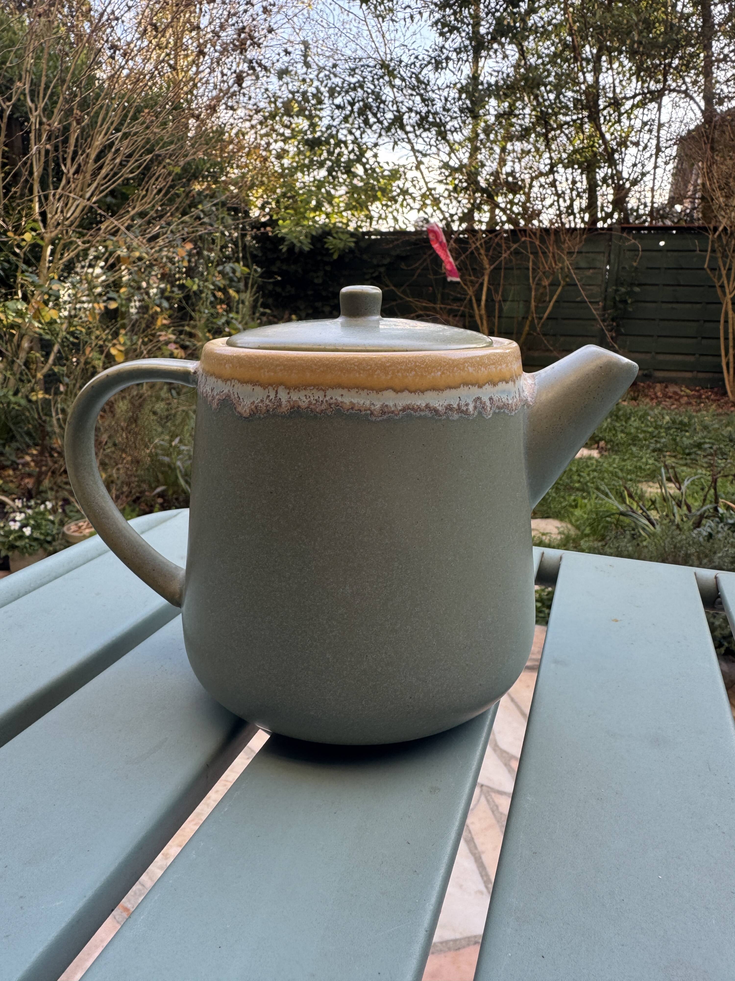 Celadon teapot – Japanese wabi-sabi style – very rare model.