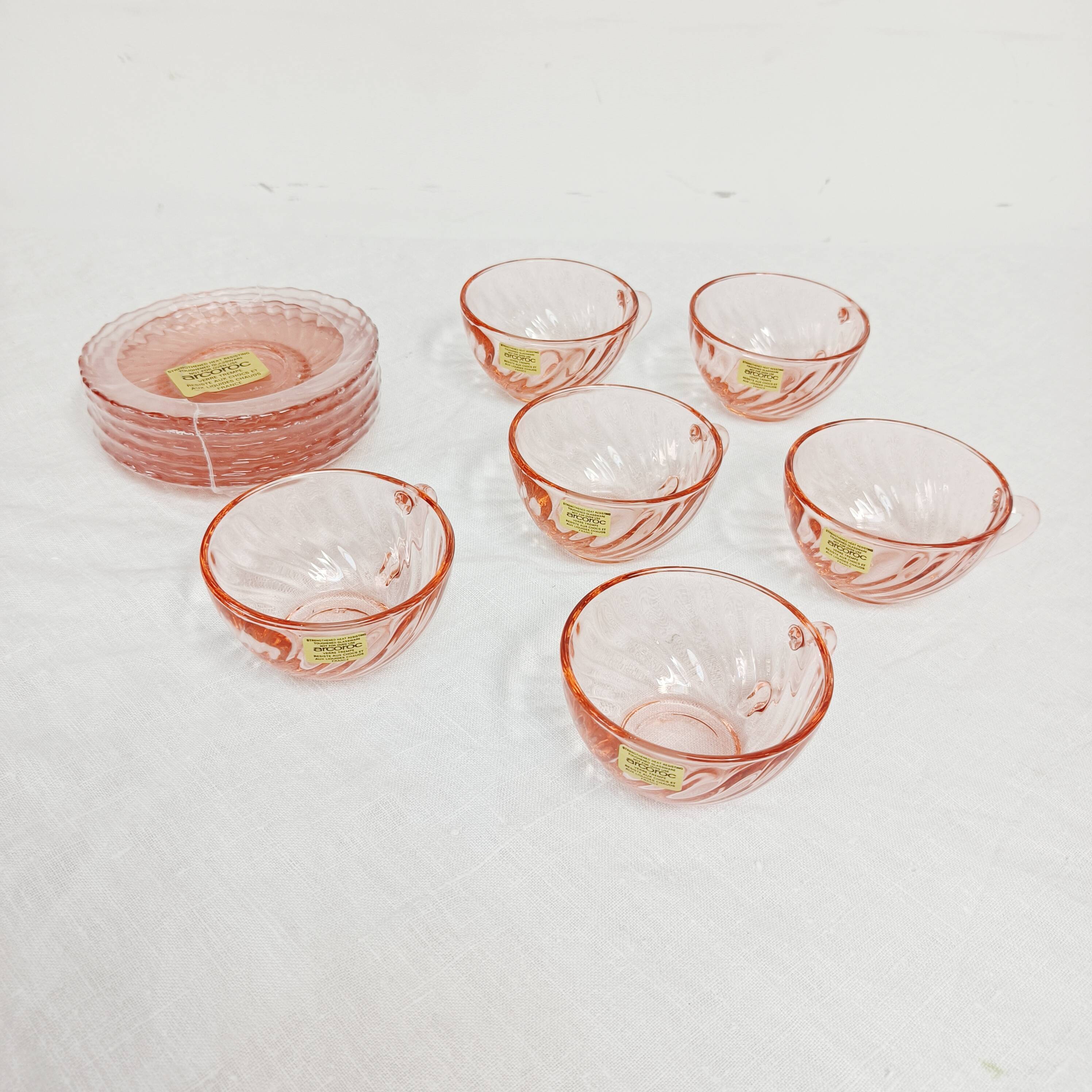 Set of 6 coffee cups and saucers Arcoroc Rosaline